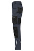 Workwear pants in dark grey featuring multiple pockets and black accents, designed for durability and functionality.