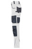 Workwear pants in grey and navy featuring multiple pockets and a logo. Suitable for various work environments.