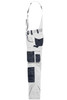 Workwear pants with bib in white and navy, featuring multiple pockets and a strap for additional support.