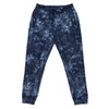 Tech Fleece Knit Jogger Pants in a navy tie-dye pattern with zippered pockets and a logo.