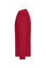 A red long-sleeved work T-shirt with a fitted style and a logo on the side.