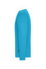 A long-sleeve t-shirt in vibrant blue, featuring a logo on the side.