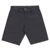 Coated dual function shorts in a solid black colour, featuring a front button closure and side pockets.