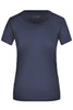 A navy blue Ladies Active-T shirt with a round neckline and short sleeves, featuring a logo on the label.