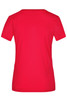 A red ladies' active T-shirt with a round neckline and short sleeves. It features a logo on the back.