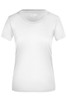 A white ladies' active T-shirt with a round neckline and short sleeves, featuring a logo.
