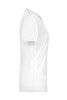 A white ladies' active T-shirt displayed from the side, featuring a fitted design and a logo.
