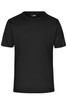 A black men's active T-shirt with short sleeves and a simple design. It features a logo on the label.