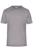 A grey short-sleeved men's active T-shirt with a round neckline and a logo.