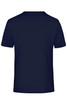 A navy men's active T-shirt featuring a classic crew neckline and short sleeves. It has a logo on the back.