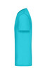 A turquoise men's T-shirt with short sleeves and a fitted design. It includes a branding logo.