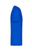 A blue men's T-shirt with short sleeves and a crew neck, featuring a logo on the side.