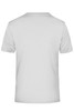 A plain white men's active T-shirt with a round neck and short sleeves, featuring a logo on the back.