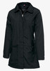 A black Bellington women’s jacket with a zip front and side pockets, featuring a collar and long sleeves.