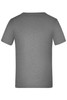 A grey short-sleeved T-shirt with a plain back and a logo. Suitable for active wear.