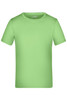 A short-sleeved, bright green T-shirt with a crew neck and no visible branding.
