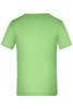 A plain green T-shirt with a short sleeve design and a crew neck, featuring a branding logo.
