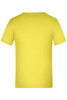 A bright yellow t-shirt with a short-sleeved design and a plain back. It features a logo on the label.