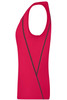 A ladies sports tank top in vibrant red with contrasting black lines, featuring a fitted design and an unobtrusive logo.