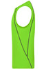 A bright green men's sports tank top with a distinctive sleeveless design and contrasting stitching.