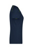 A navy blue ladies sports T-shirt with short sleeves and contrasting trim. The shirt features a logo on the design.