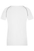 A white ladies sports T-shirt featuring a simple design with contrasting stitching. It has a standard crew neck and short sleeves.