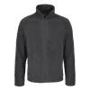 A grey fleece jacket with a zip front and high collar. The jacket features a logo on the lower side.
