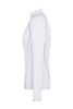 A ladies long-sleeve sports shirt in white, featuring a fitted design and seams along the sides.