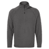 A grey fleece half zip jumper with a high collar and a logo. Suitable for workwear.