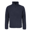 A navy fleece half zip jumper featuring a high collar and a subtle logo. Ideal for workwear.