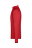 A red long-sleeve sports shirt with black detailing, featuring a logo on the front.