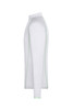 A long-sleeve men's sports shirt in white with green accents and a logo on the chest.