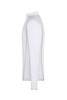 A white long-sleeved men's sports shirt with contrasting detailing and a logo.