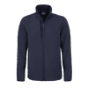 A navy Basecamp Softshell Jacket with a zippered front and a collar, featuring a tone-on-tone logo.