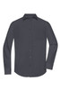 A men's long-sleeve button-up shirt in dark grey with a front pocket and a sleek design. 