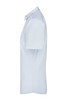 A light blue button-up shirt with short sleeves, featuring a collar and a logo.