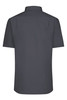 A men's short-sleeve poplin shirt in dark grey, showcasing a minimalistic design with a collar and no visible branding.