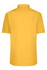 A short-sleeved poplin men's shirt in a vibrant yellow colour, featuring a collar and a logo at the back.