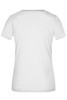 A white ladies' active t-shirt with a fitted design and short sleeves, featuring a logo on the back.
