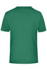 A green men's t-shirt with a plain back and a logo on the neckline.