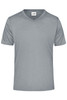 A grey men's T-shirt with a V-neck design and short sleeves, featuring a logo.