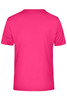 A pink men's active T-shirt featuring a plain back design and branding logo.