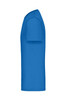 A blue t-shirt featuring short sleeves and a rounded neckline. The shirt has a branding logo on it.