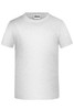 A plain white T-shirt with a round neckline and short sleeves. It features a label inside and has a branding logo.