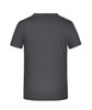 A grey short-sleeved T-shirt featuring a plain back design with a logo.