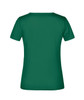 A green women's t-shirt with a classic short sleeve design and a round neck. It features a logo on the back.