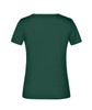A green women's t-shirt with a short sleeve design and a plain back. It features a logo.