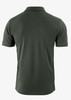 A dark green polo shirt with a classic fit and a branded logo on the back.