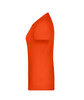 An orange women's t-shirt with a fitted style and short sleeves. The shirt features a logo on the side.