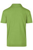 A green polo shirt with a collar, featuring a logo on the back.